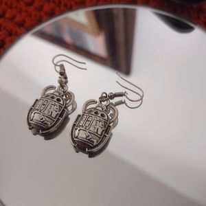 COPY - Egyptian scarab silver earrings 100 % handmade